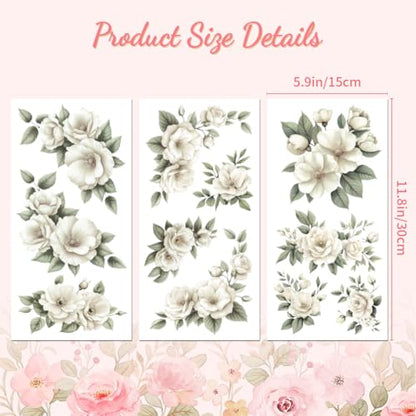 Peacoblue Beige Ivory Flowers Rub On Transfers for Furniture Craft 6"x12" - style: Beige Ivory Flowers