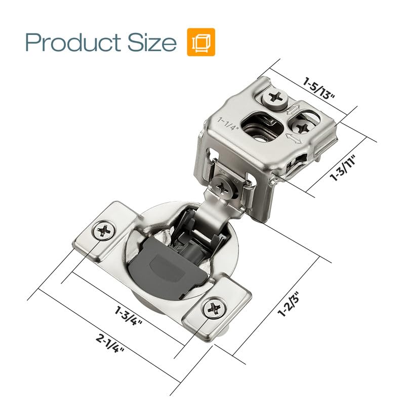 HOME EDIT 5 Pair 1-1/4 Inch Overlay Soft Close Cabinet Hinges Door Hinges - size: 1-1/4 inch Overlay
