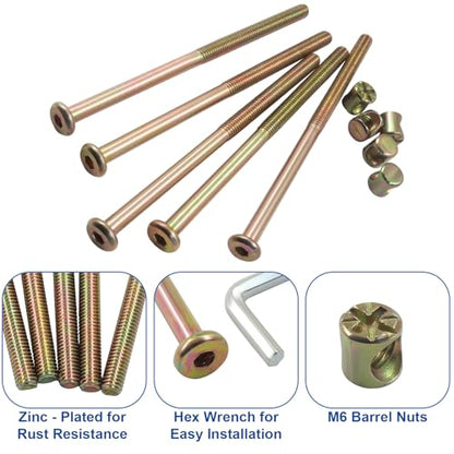 M6 X 110mm Barrel Bolt Nuts, 10 Pack - size: M6(110mm)