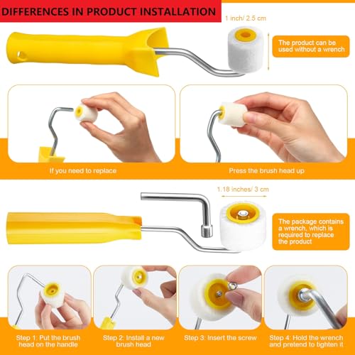 Honeydak 16 Pack Mini Paint Roller with Replacement Heads, 1 Inch - size: 1 Inch