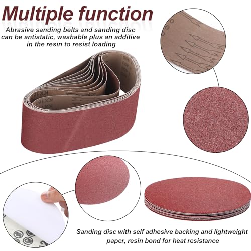 Blulu 44 Pieces 4 x 36 in Sanding Belts and 6 in Self-Adhesive Discs Set