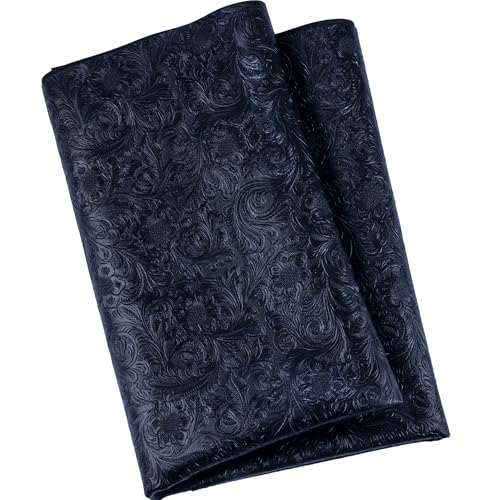 HGUAN Embossed Faux Leather Fabric 1 Yard Cut 36"x53" Embossed Vinyl Suitable for Upholstery Furniture Seat, Handmade DIY Projects (Black) - color: Black