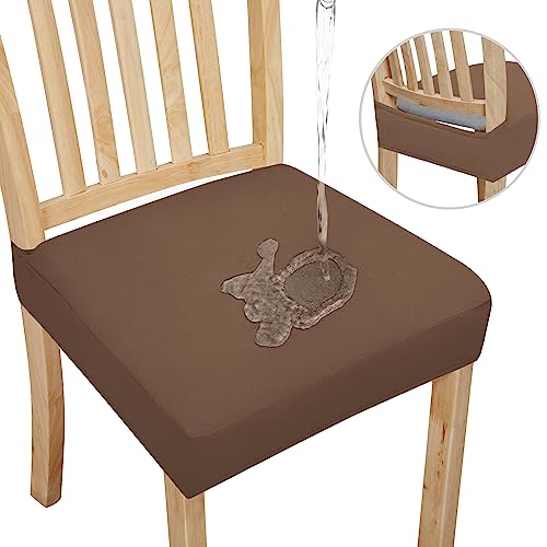 Easy-Going Waterproof Seat Covers for Dining Chairs Set of 6, Brown - color: Brown, size: 6 Pack