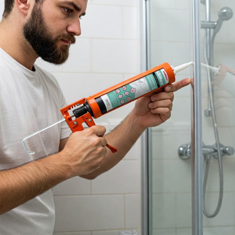 Kitchen & Bathroom Silicone Caulk– 100% Clear Silicone Sealant Waterproof for Sinks, Tubs, Shower Seal & Toilet Seal – Crack-Proof, Quick-Dry Formula Silicone Caulking, 12-Pack - style: 12 Pack