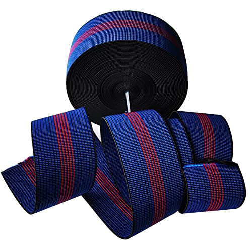 Thick and Heavy Duty Strong Elasticity Elastic Webbing,Dark Blue and Red,2.76" Wide,20' Long,Upholstery DIY,Sofa,Chair,Couch Sitting Belt Replacement,Upholstery Modification Elasbelt (20)