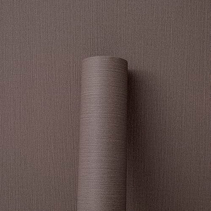 24"x393" Brown Fabric Peel and Stick Linen Textured Wallpaper - color: Dark Brown
