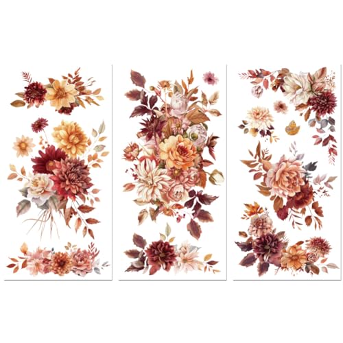 Peacoblue Flowers Corner Rub On Transfers for Furniture Craft 6"x12" - style: Flowers Corner