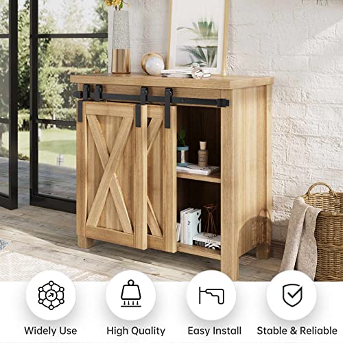 EaseLife 2.5 FT Mini Cabinet Bypass Double Sliding Barn Door Hardware Track Kit,Easy Install,Slide Smoothly Quietly,Apply for Storage Window TV Stand and Other Shielding (No Cabinet) - size: 2.5 feet for 2 doors