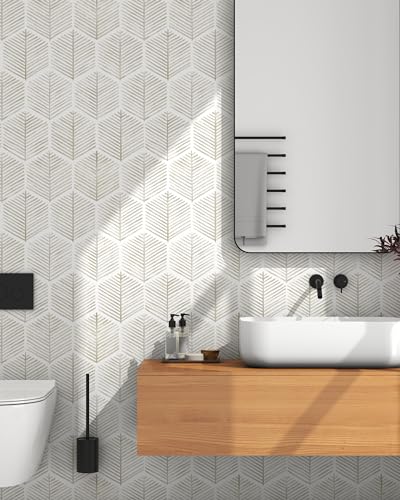 OSECAGE Geometric Peel and Stick Wallpaper Boho Contact Paper 17.3''×276'' - color: Beige, size: 17.3" x 276"