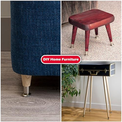 Waddell Round Taper Leg (4 Count, 8" H) | Self Leveling Quick Mount Wooden Legs with 5/16" #18 Hanger Bolt | Decorative Unfinished Furniture Legs for DIY Home Improvement | Mid Century Modern Decor - size: 8"H
