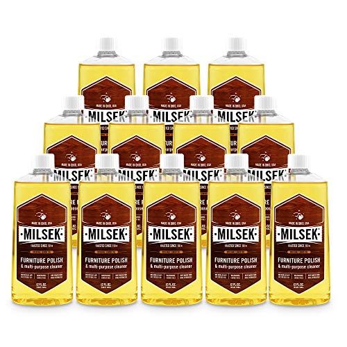 Milsek Furniture Polish and Wood Cleaner with Lemon Oil - Multipurpose Solution for Home Improvement from Hardwood Floors to Kitchen Cabinets - 12 Fl Oz (Pack of 12) - style: 12 Fl Oz (12 Pack)