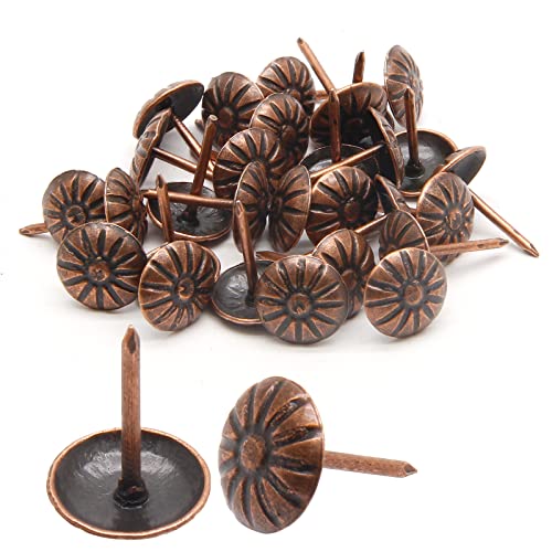 Piutouyar 100 Pcs Daisy Antique Red Bronze Upholstery Tacks, 11x16mm Tacks - color: Red Bronze