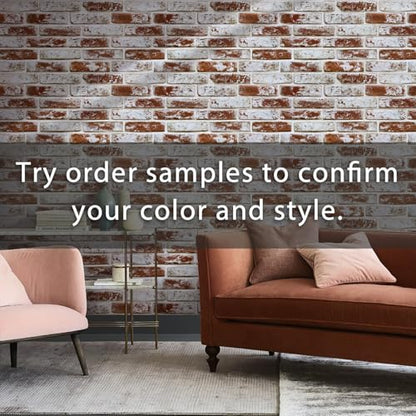 Commomy Faux Brick 3D Wall Panels Peel and Stick 12 pcs of 22.8" x 11.8" - color: Large Brick-A