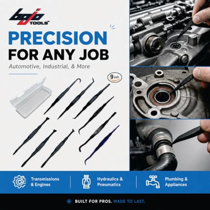 Bojo Tools Tool Kit, Heavy Duty Plastic 9-Piece O-Ring Set Hook Pick - size: O-Ring Tool F1 Kit