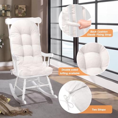 Rocking Chair Cushion, High Back, 44 x 19 x 4 Inch, Room White - color: Room White