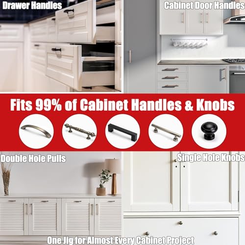 Cabinet Hardware Jig, Cabinet Handle Jig with Center Punch and Drill Bits