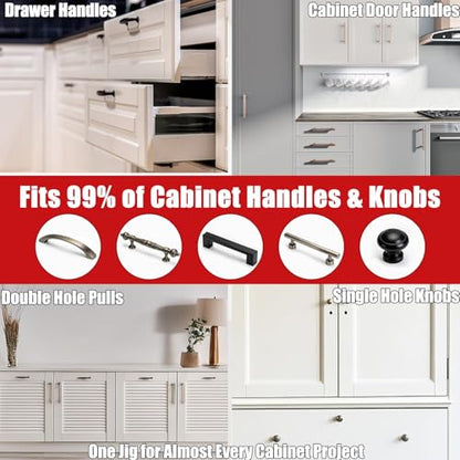Cabinet Hardware Jig, Cabinet Handle Jig with Center Punch and Drill Bits