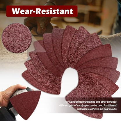 204PCS towbluii Oscillating Multitool Sandpaper, 3-1/8 Inch Triangle Sandpaper for Triangle Sanding Pads, Assorted 40/60/80/120/180/240 Grit 30pcs Each - size: 204 pcs Triangle Sanding Pads 3-1/8 Inch