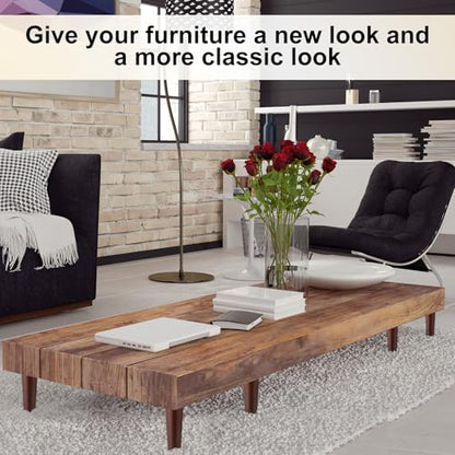 Maitys 8 Pcs 6 Inch Round Solid Wood Furniture Legs Furniture Wooden Replacement Chair Feet Dresser Sofa Couch Legs Table Cabinet Footstool DIY Projects for Home(Brown) - color: Brown