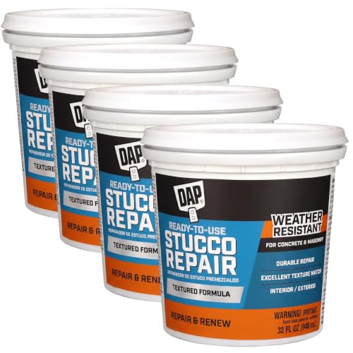 Dap 10504 All-Purpose Ready-to-Use Stucco Patch, 1-Quart (Pack of 4) - size: 1 Quart (Pack of 4)