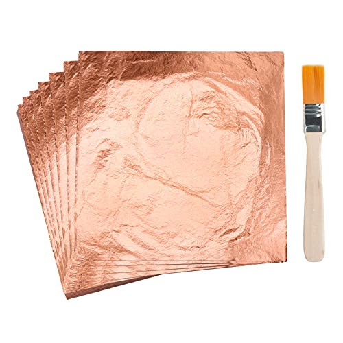 KINNO Gold Leaf Sheets, Real Copper Rose Gold Foil Paper Set for Arts Craft, Painting, Gilding, Slime, Nail Design, Furniture Decoration - color: Rose Gold
