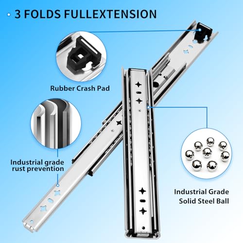 YENUO Heavy Duty Drawer Slides Full Extension 12 to 40 Inch Capacity 250 LB - size: 12 Inch, style: Load:250 lb (No lock) -W:53mm