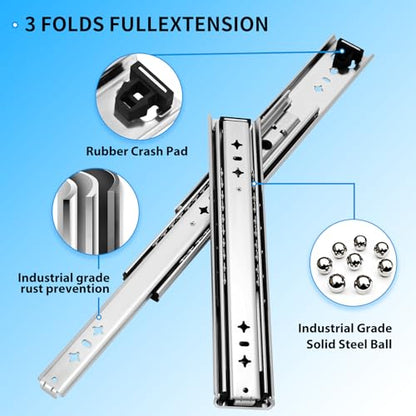 YENUO Heavy Duty Drawer Slides Full Extension 12 to 40 Inch Capacity 250 LB - size: 12 Inch, style: Load:250 lb (No lock) -W:53mm