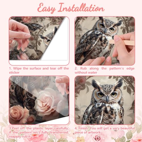 Peacoblue Vintage Owl Rub On Transfers for Furniture Craft 6"x12" - style: Vintage Owl