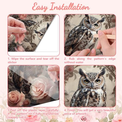 Peacoblue Vintage Owl Rub On Transfers for Furniture Craft 6"x12" - style: Vintage Owl
