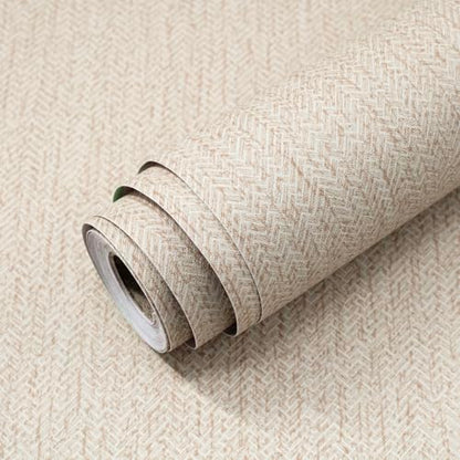 Grasscloth Peel and Stick Wallpaper Beige Contact Paper 16in x 590in - color: Beige, size: 15.7" x 590.5"