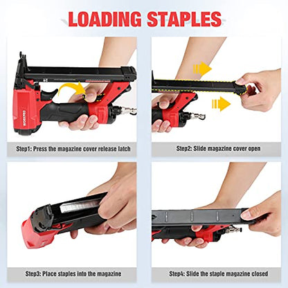 WORKPRO Pneumatic 20 Gauge Staple Gun, T50 Upholstery Stapler with 1260pcs Staples 1/4”to 5/8”, Rear Exhaust, for Carpentry, Woodworking and DIY Projects - size: 20 Gauge Standard
