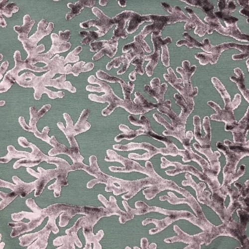 TOP FABRIC, St. Tropez - Scuba, Coral Pattern Burnout Velvet Upholstery Fabric by The Yard Plum - color: Plum