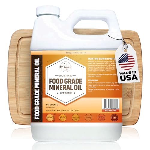 Food Grade Mineral Oil (16 Oz) | Food Safe Cutting Board Oil for Butcher Blocks, Salad Bowls, Charcuterie | Kitchen Countertops Conditioner - Works on Wood, Marble, Granite, Soapstone | 16 OUNCES