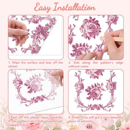 Peacoblue Purple Flower Border Rub On Transfers for Furniture Craft 6"x12" - style: Purple Flowers Border