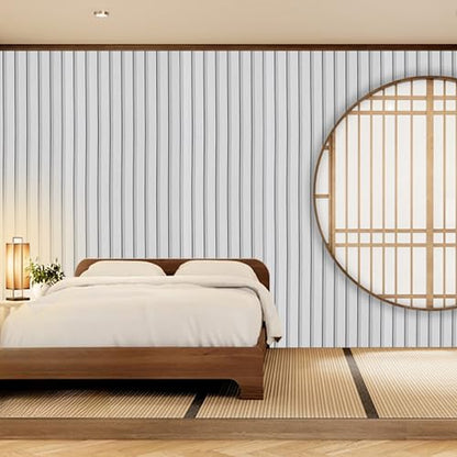 Peel and Stick Wood Slat Wall Panels - 17.5" x 100" Off-White Self-Adhesive Wallpaper, DIY Accent Wall Covering for Bedroom, Living Room, Rental-Friendly Easy Install Removable Decor
