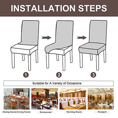 Waterproof Dining Room Chair Covers, Stretch Parsons Chair Slipcovers - color: Flower Pattern-dark Gray, size: Regular-2 Pack