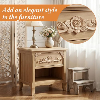 5Pcs Wood Appliques Onlays Decorative, Wood Appliques for Furniture