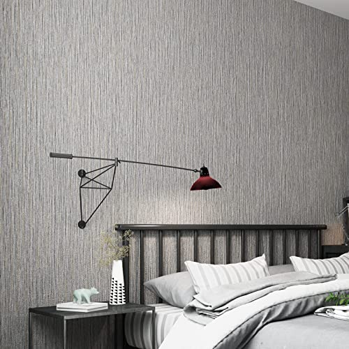 Haimin Grasscloth Wallpaper Textured 24in X 393in Fabric Contact Paper Brown Wall Paper Textured Linen Wallpaper Peel and Stick Self-Adhesive Thick Vinyl Embossed Film Wallpaper (Gray Brown) - color: Gray/Brown