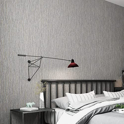 Haimin Grasscloth Wallpaper Textured 24in X 393in Fabric Contact Paper Brown Wall Paper Textured Linen Wallpaper Peel and Stick Self-Adhesive Thick Vinyl Embossed Film Wallpaper (Gray Brown) - color: Gray/Brown