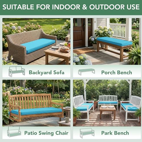 Summsun Outdoor Bench Cushion Pad, 42 x 18 x 3 Inch, Teal - color: Teal, size: 42x18x3 Inch