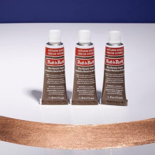 AMACO Rub n Buff Wax Metallic Finish - 3 Rub n Buff Autumn Gold 15ml Tubes - Versatile Gilding Wax for Finishing Furniture Antiquing and Restoration - Rub and Buff Colors Set of Three