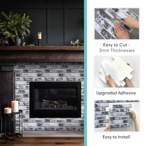 Commomy Faux Brick Panels Peel and Stick Wall Stickers 10 Pcs 11.8" x 11.8" - color: Brick-gkZ