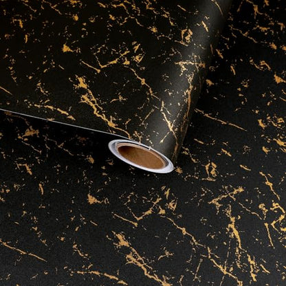 Black and Gold Marble Contact Paper Peel and Stick Countertops Waterproof Dark Marble Wallpaper for Bathroom Kitchen Prepasted Counter Top Cover Vinyl Wrap for Desk Table Cabinet 11.8"x118"