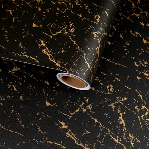 Black and Gold Marble Contact Paper Peel and Stick Countertops Waterproof Dark Marble Wallpaper for Bathroom Kitchen Prepasted Counter Top Cover Vinyl Wrap for Desk Table Cabinet 11.8"x118"