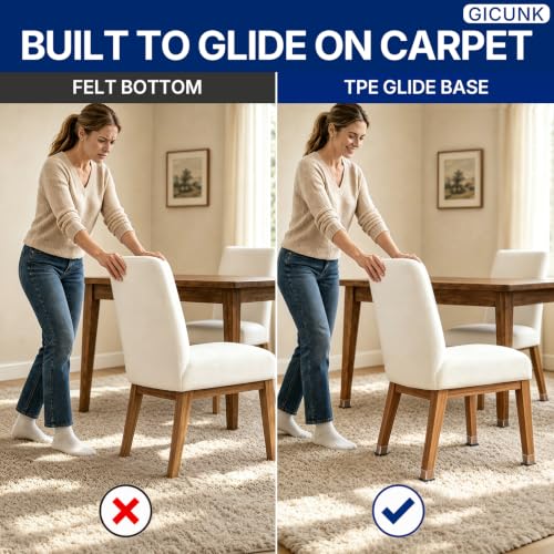 GICUNK 28 Pcs Chair Leg Floor Protectors for Carpet Square Clear - size: Square M