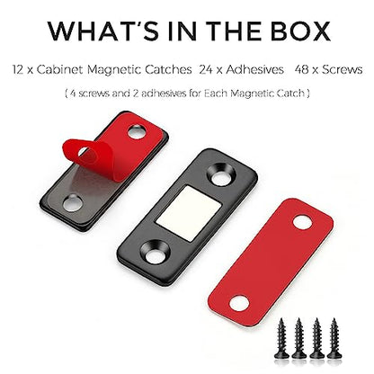 Ultra Thin Cabinet Magnetic Door Catch Stainless Steel,Matte Black,12 Pack - color: Black