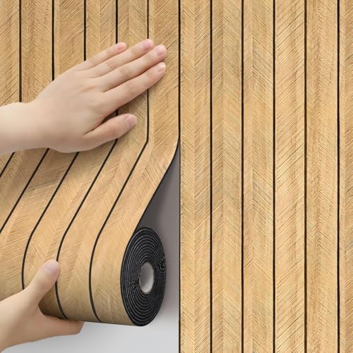 Thick Wood Slat Wall Panels, Modern 3D Peel and Stick, 15.75"x118" Self-Adhesive Accent Wall with Sound Dampening for TV Wall and Ceiling, Bedroom, Home Office, Brown, 13 Sq Ft - color: Brown