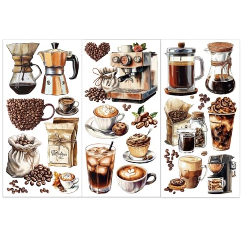 OLYCRAFT 3pcs/Set Coffee Rub on Transfers for Furniture and Crafts 6x12 inch Coffee Beans Furniture Decals Teapots Coffee Maker Transfer Stickers Rub on Decals for Wood Furniture Home Decoration - style: Coffee