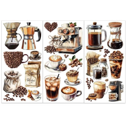 OLYCRAFT 3pcs/Set Coffee Rub on Transfers for Furniture and Crafts 6x12 inch Coffee Beans Furniture Decals Teapots Coffee Maker Transfer Stickers Rub on Decals for Wood Furniture Home Decoration - style: Coffee