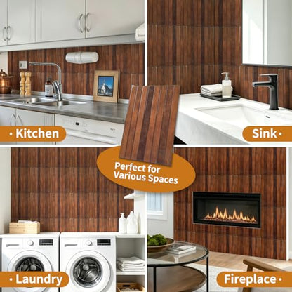 WOWSTAR 10-Sheet Thickened Peel and Stick Backsplash for Kitchen, Back Splashes Stick on Tile, Waterproof Wall Tiles, Terracotta - color: Terracotta